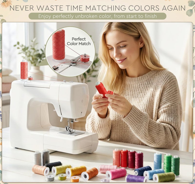 ilauke 50Pcs Thread for Sewing, 400 Yards Sewing Thread kit, Prewound Bobbins Hand & Machine, Sewing Machine Thread Assortment for Brother Singer Janome Juki Serger Machine, 25 Colors - Image 2